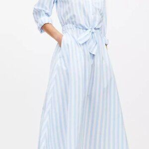LOFT Petite Striped Poplin Tie Front Pocket Dress NWT